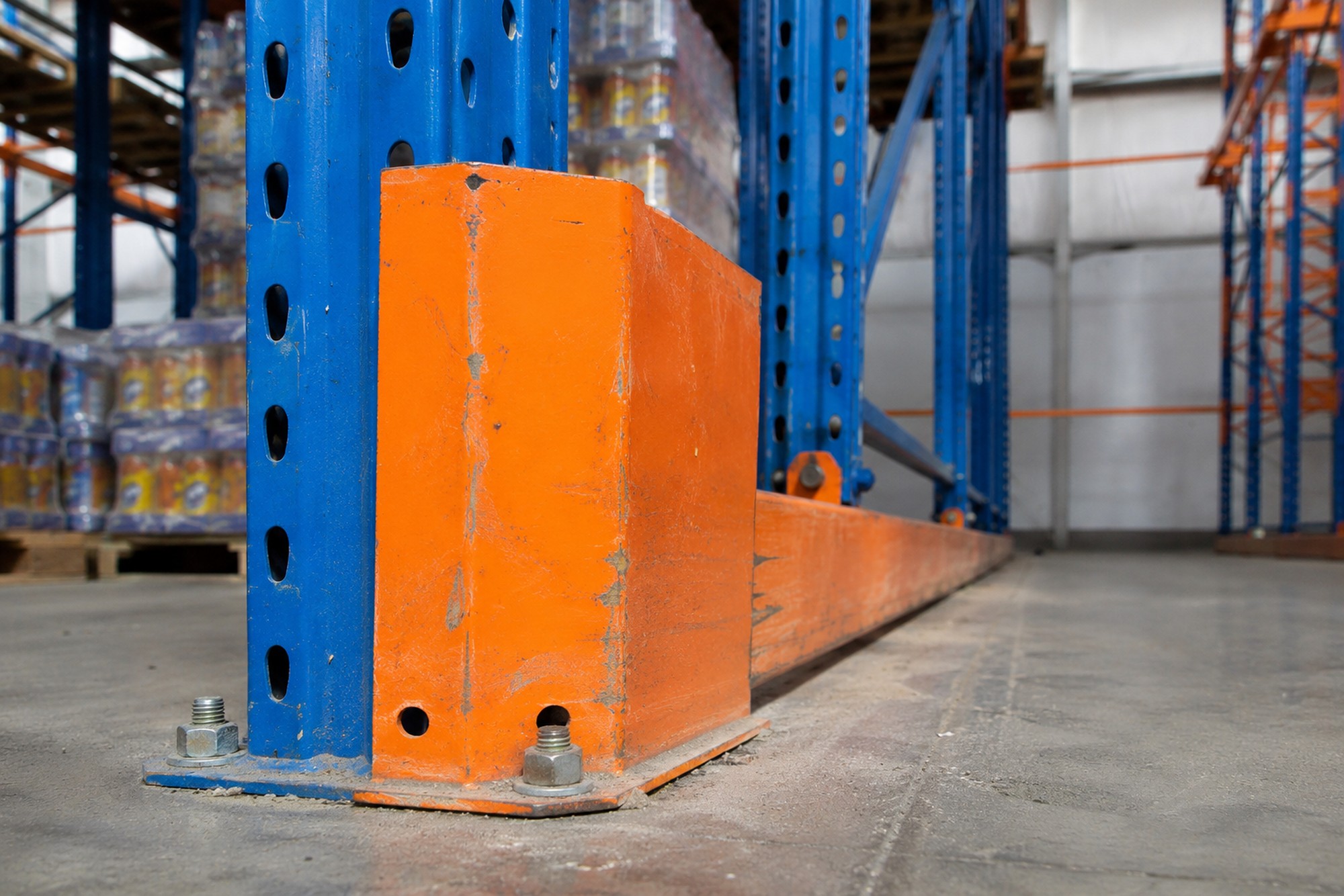 Warehouse Commercial Industrial drive-in pallet racking floor guard baseplate beverage pallets racknsave Singapore