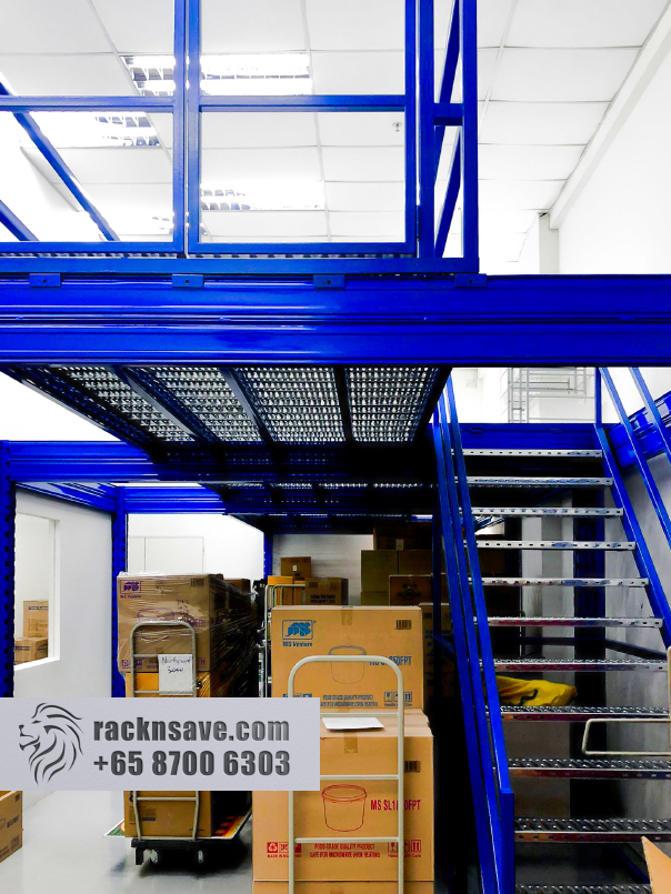 Superblock Mezzanine Rack Mezzanine Floor Mezzanine Office Industrial Rack Heavy Duty Rack Warehouse Rack of racknsave Singapore