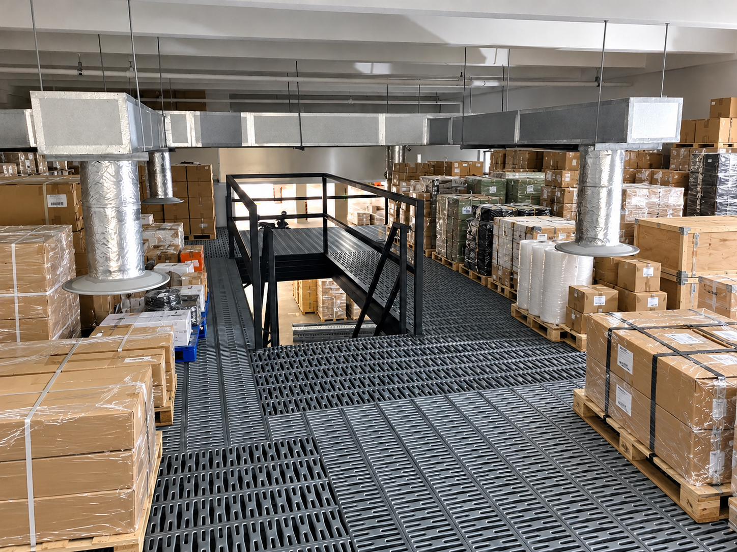 Illustrative upper warehouse storage for freight forwarding and import/export