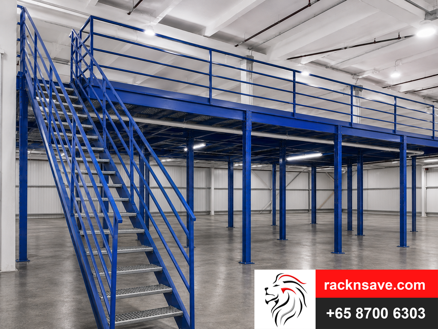 Heavy duty Superblock mezzanine floor system supplied and installed by Rack & Save Singapore